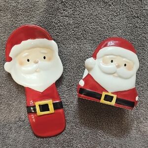 Santa Claus Ceramic Spoon Rest & Napkin Holder Set